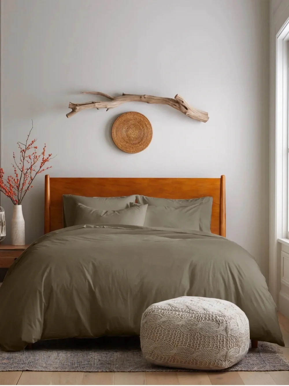 NEW Quince Organic Brushed Cotton Duvet Cover Olive Green